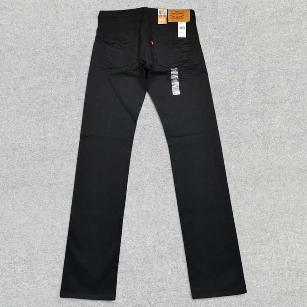 Levi's 501 Jeans Mens 34x38 Black Denim Big & Tall Straight Leg Button Fly NWT - Picture 2 of 16